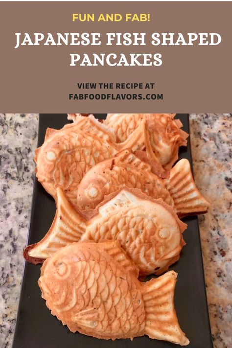 Taiyaki is a fun and festive Japanese filled pancakes shaped like a fish! My recipe uses Nutella filling. Cute and delicious! Food Recipes Asian, Nutella Filling, Pancake Shapes, Sweet Red Bean Paste, Fish Snacks, Food Flavors, Fish Cookies, Azuki Bean, Sweet Red Bean