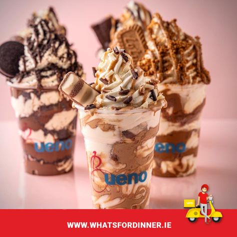 You – yes, you – deserve a mid-week treat! 🍦 Get tasty ice cream sundaes, shakes, cakes and more delivered to your door from @bueno.ie Athlone with What's For Dinner. Link in bio. #WhatsForDinner #WhatsForDinnerIE #Bueno #Milkshakes #Shakes #Icecream #Athlone #Desserts #ShopLocal #EatLocal #TakeawayDelivery #FoodDelivery #Food Fruity Pebble Ice Cream, Double Chocolate Ice Cream, Chocolate Freakshake, Chocolate Malted Crunch Ice Cream, Toothsome Chocolate Emporium Milkshake, Tasty Ice Cream, Ice Cream Sundae, Eat Local, Food Delivery