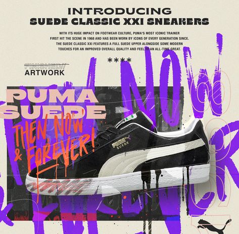 PUMA SUEDE CLASSIC on Behance Illustrator Ipad, Desain Buklet, Visual Communication Design, Desain Editorial, Publicidad Creativa, Typography Poster Design, Sports Graphic Design, Puma Suede, Collage Design