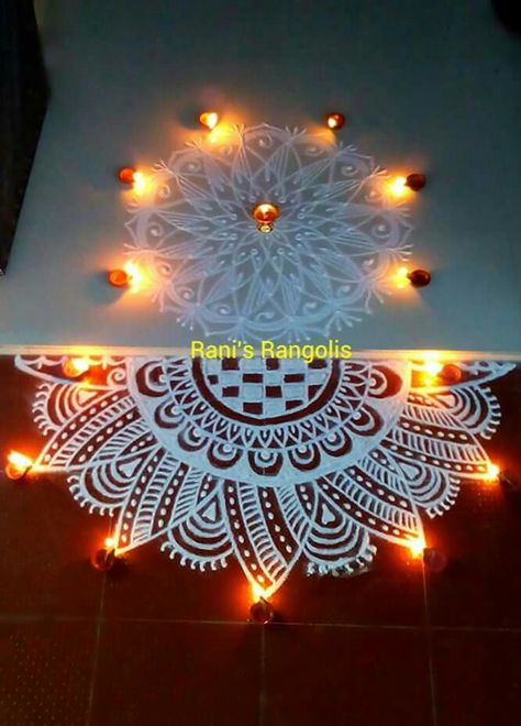 Diwali Alpona Design With Diya, Alpana Designs, Diya Rangoli, Alpona Design, Padi Kolam, Easy Rangoli, Kolam Designs, Simple Rangoli, Diwali Decorations