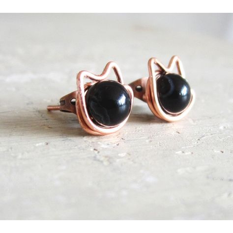 Wire Cat Earrings, Claw Earrings Studs, Wire Wrapped Stud Earrings, Wire Stud Earrings, Diy Earrings Studs, Jewelry Closet, Black Cat Earrings, Cat Earrings Studs, Bling Earrings