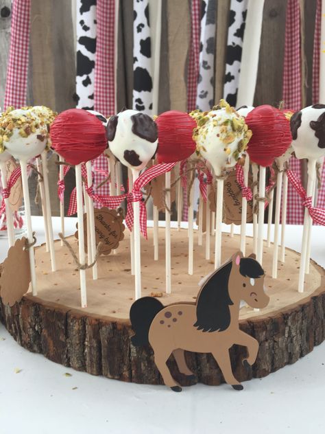 Western cake pops Western Cake Pops, Western Cake, Cowboy Party Decorations, Rodeo Baby, Rodeo Birthday Parties, 8th Birthday Cake, Rodeo Birthday, Cowboy Party, Western Theme