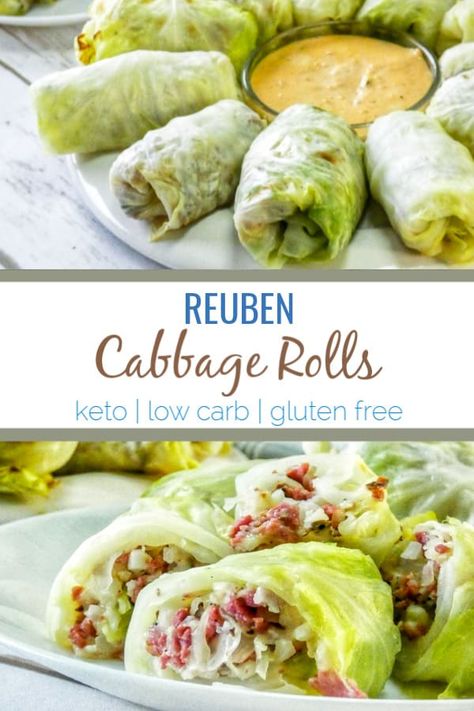 Keto Reuben, Cabbage Wraps, Keto Kitchen, Roll Ups Recipes, Gluten Free Appetizers, Boiled Egg Diet Plan, Corn Beef And Cabbage, Keto Lunch, Healthy Low Carb Recipes