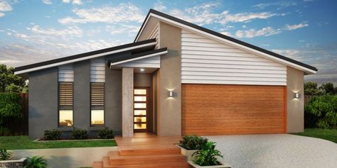 Design ideas for West facing Lot ( West in front) House Facades Australia, Home Designs Exterior, Skillion Roof, House Facades, House Facade, Modern House Facades, Roof Styles, House Front Design, Modern Architecture House