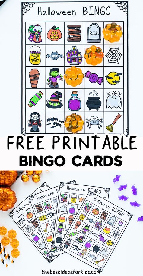 Halloween Bingo Free, Bingo Printable Free, Halloween Bingo Printable, Hallowen Crafts, Halloween Bingo Game, Halloween Bingo Cards, Imprimibles Halloween, Halloween Party Activities, Bingo For Kids