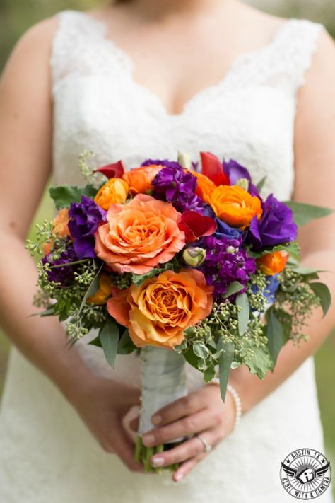 Purple And Orange Wedding Bouquets, Purple Orange Wedding Flowers, Binding Ceremony, Swim Banquet, Orange Purple Wedding, Deep Purple Wedding, Cakes With Flowers, Cake Beautiful, Wedding Checklists