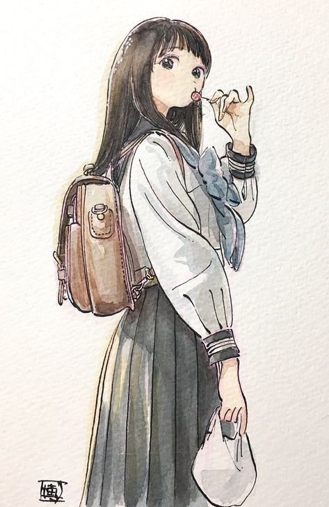 Te fomento chupar la paletita. Watercolour Anime Art, Watercolour Anime, Drawing With Watercolor, Manga Watercolor, Watercolor Girl, 강아지 그림, 수채화 그림, Anime Drawing, Watercolor Drawing