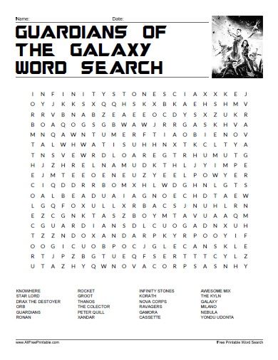 Guardians of the Galaxy Word Search Disney Word Search, Word Search Free Printable, Word Puzzles For Kids, Teen Words, Free Printable Word Searches, Disney Word, Free Time Activities, Teen Programs, Elementary Learning