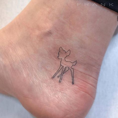 Bambi Tiny Disney Tattoo, Bambi Tattoo, Fawn Tattoo, Bambi 1942, Cool Wrist Tattoos, Mom Tattoo Designs, Wrist Tattoos For Guys, Cute Tiny Tattoos, Wrist Tattoos For Women