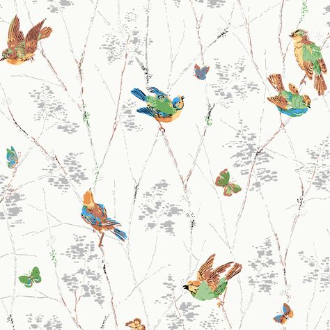 Natural Wallpaper, Birds And Butterflies, Graham & Brown, Natural Background, British Countryside, Bird Wallpaper, Pattern Matching, Country Charm, Wallpaper Online