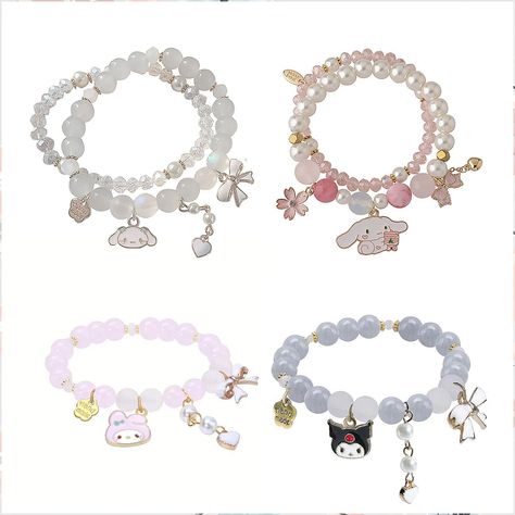 Kawaii Bracelets Set Crystal Beads Pearl Bracelets Cute Cartoon Elastic Beaded Bracelets for Girls Women Friendship Jewelry Sanrio Bracelet, Kawaii Bracelet, Bracelets Cute, Bracelets For Girls, Relationship Bracelets, Women Friendship, Elastic Bracelets, Crystal Bead Jewelry, Friendship Jewelry