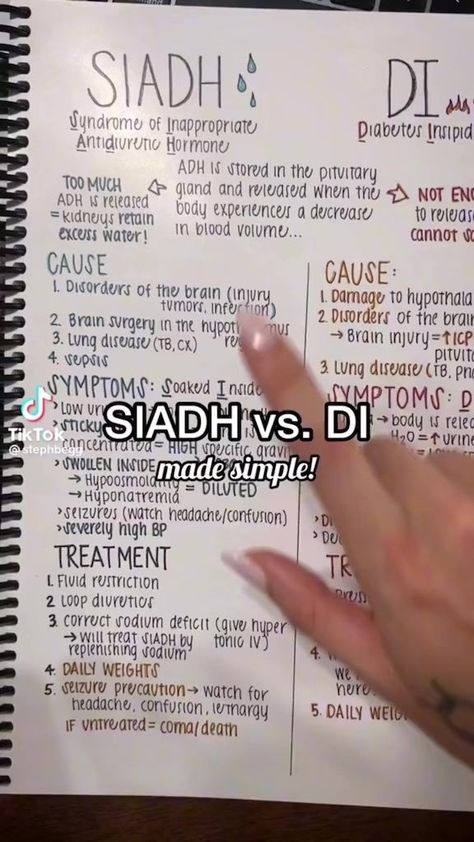 Easy trick for SIADH vs DI made simple | Ma Vickie | Ma Vickie · Original audio Siadh Vs. Di, Di Vs Siadh Nursing, Siadh Vs Di, Siadh Nursing, Brain Surgery, Nursing Programs, Lung Disease, Simple Tricks, Assessment