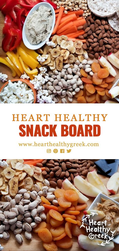 Healthy Snack Charcuterie Board, Heart Healthy Charcuterie Board, Heart Healthy Dips, Heart Healthy Appetizers Parties, Heart Healthy Gift Basket Ideas, Heart Healthy Appetizers, Healthy Snack Board, Heart Healthy Snack, Entertaining Snacks