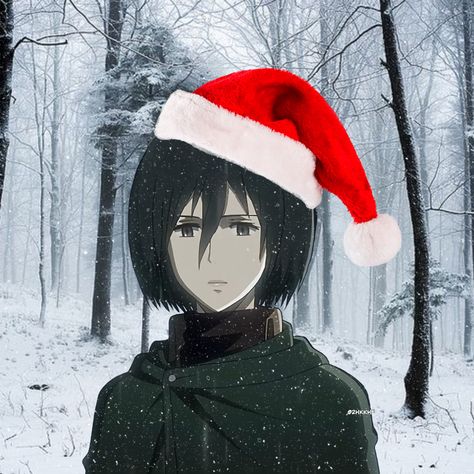 Mikasa Christmas Pfp, Attack On Titan Christmas Pfp, Aot Christmas Pfp, Attack On Titan Christmas, Pf Photo, Mikasa Christmas, Christmas Pfp, Aot Memes, Eren And Mikasa