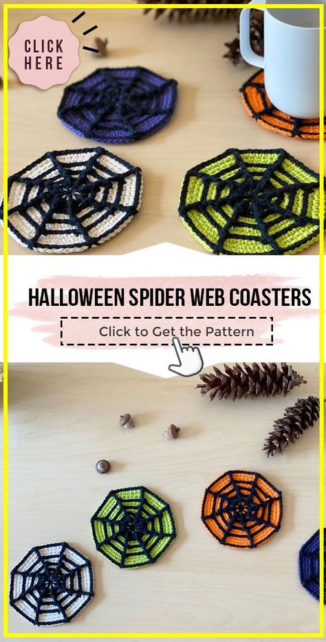 Spider Coaster Crochet, Crochet Spider Web Coaster, Skull Crochet Coaster, Halloween Crochet Coasters Free Pattern, Crochet Skull Coaster, Skull Coaster Crochet Pattern, Crochet Fall Coasters Free Pattern, Crochet Halloween Applique Patterns Free, Crochet Pattern Coaster