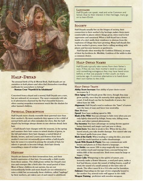 Half-Dryad inc. 6 variants [Race] [5e] - Album on Imgur Dnd Elves Races, Dryad Dnd 5e, D&d Dryad, Dnd 5e Homebrew Bard Subclasses, Fae Races Dnd, Dnd 5e Homebrew Playable Races, Half Dryad, Dryad Dnd, Dnd Races Homebrew