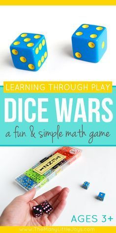 This simple and fun math game is a great way to help preschoolers (and older kids, too!) practice counting, addition, and other basic math skills while competing to win the "dice wars". Maths Games, Math Games For Kids, Basic Math Skills, Fun Math Games, Math Game, Math Methods, Simple Math, Mental Math, Homeschool Math