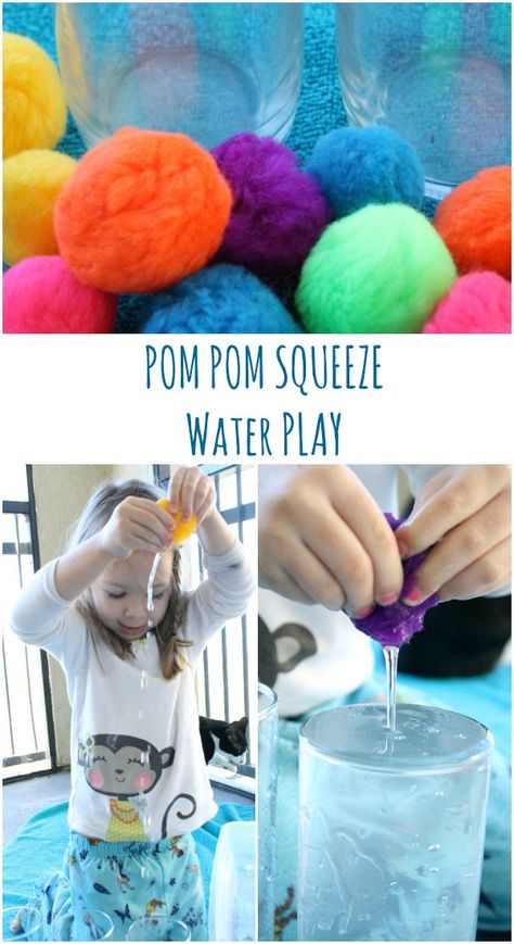 Simple fine motor activity for preschoolers. Pom pom squeeze water play. Reptiles Activities, Water Play For Kids, Water Table Activities, Play For Kids, Fine Motor Activity, Activity For Toddlers, Preschool Fine Motor, Gross Motor Activities, Creative Curriculum