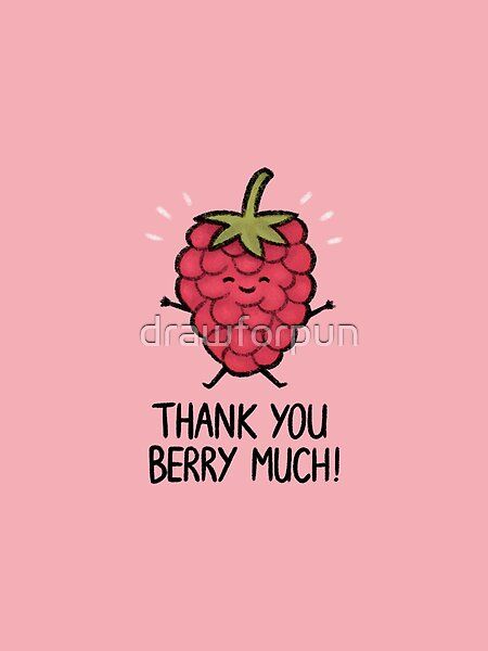 Thank you berry much! Featuring a cute thankful raspberry jumping in joy, this punny food illustration is the perfect thank you gift for all berry and pun lovers out there. Thank You Berry Much, Thank You Card Illustration, Crafty Birthday Gifts, Diy Cards Get Well, Thank You Puns, Emily Drawing, Berry Puns, Card Puns, Bear Puns