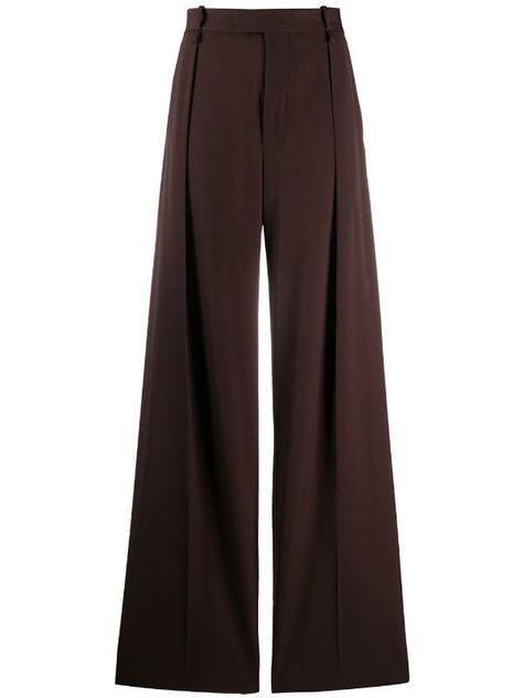 Shop brown Bottega Veneta wide-leg tailored trousers with Express Delivery - Farfetch Brown Trousers, Tailored Clothes, Trouser Design, Moda Vintage, Alternative Outfits, Tailored Pants, Tailored Trousers, Business Outfits, Blouse And Skirt