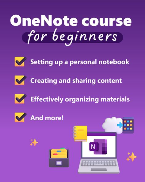 OneNote course for beginners
Setting up a personal notebook
Creating and sharing content
Effectively organizing materials
And more! Microsoft Outlook Organization, Microsoft Notes, One Note Organization Work, Microsoft One Note, Microsoft Onenote Templates, One Note Tips, Onenote Tips, Microsoft Word Lessons, Note Tips