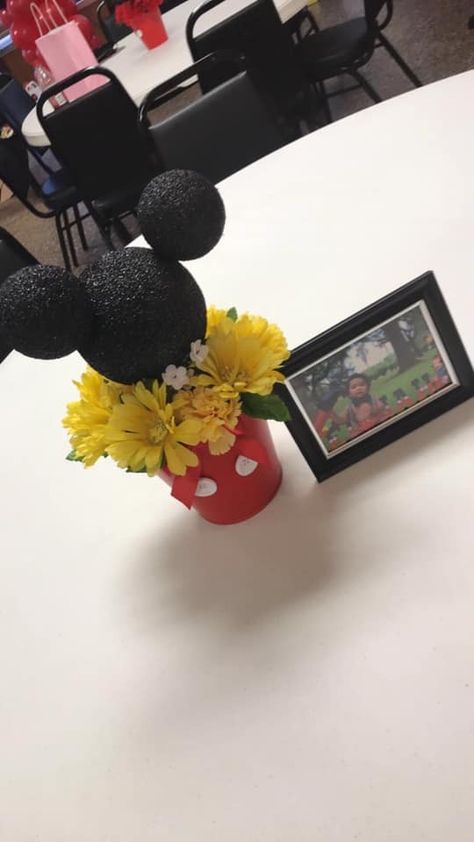 Mickey Mouse First Birthday Centerpieces, Mickey Mouse Birthday Centerpieces Diy, Mickey Mouse 1st Birthday Centerpieces, Oh Twodles Centerpieces, Mickey Mouse Centerpiece Ideas, 1st Birthday Centerpieces, Disney Centerpieces, First Birthday Centerpieces, Mickey Mouse Centerpieces