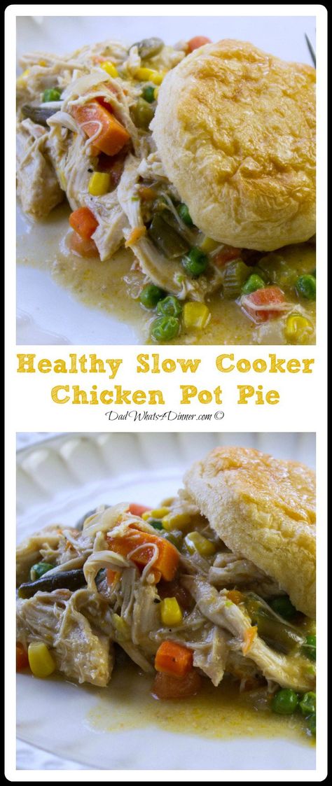 Healthy Slow Cooker Chicken Pot Pie | http://DadWhats4Dinner.com © Slow Cooker Chicken Pot Pie, Healthy Chicken Pot Pie, Slow Cooker Chicken Healthy, Healthy Slow Cooker, Slow Cooker Recipes Healthy, Best Slow Cooker, Crockpot Recipes Slow Cooker, Easy Slow Cooker, Chicken Pot