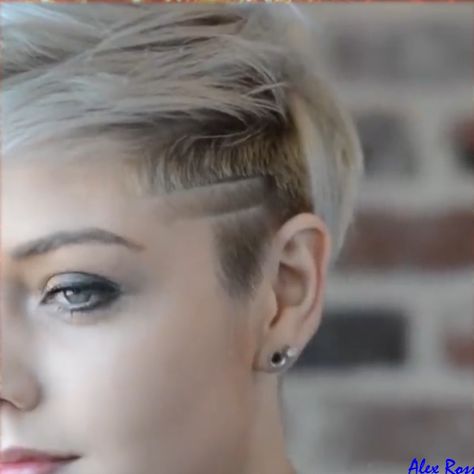 Clipper Undercut w/line designs #cutehair #hairdesign #hairstyle Hair Undercut Women, Short Hair Undercut Women, Razored Layers, Clipper Haircut, Undercut Design, Geometric Hair Clip, Hair Undercut, Undercut Women, Short Hair Undercut