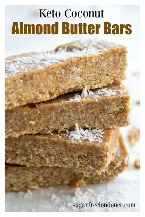 Low Carb Snack Bars, Almond Butter Bars, Keto No Bake, High Fat Snacks, Keto Bars, Almond Bars, Cookies Bars, Butter Bars, Vegan Sugar