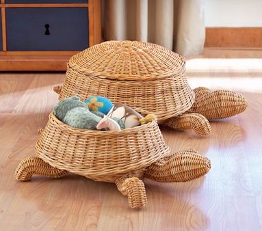 Revival Home & Garden: Pottery Barn Kids - Friend or Foe? Small Turtle, Willow Weaving, Ocean Nursery, Turtle Love, Paper Weaving, Newspaper Crafts, Paper Basket, Wicker Furniture, Pottery Barn Kids