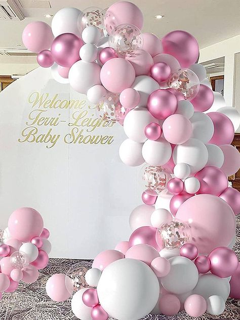 White Party Decorations, Garland Decoration, Girl Birthday Decorations, 18th Birthday Party, White Balloons, Colourful Balloons, Arch Kit, Pink Balloons, Balloon Diy