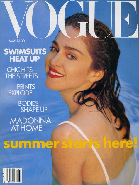 Madonna by by Patrick Demarchelier for Vogue US, May 1989 Madonna Vogue, Vintage Vogue Covers, Madonna 80s, Vogue Magazine Covers, Vogue Archive, Guy Ritchie, Patrick Demarchelier, Sean Penn, Vogue Us