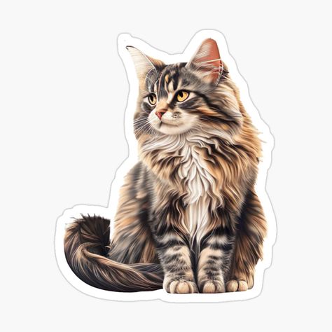 Get my art printed on awesome products. Support me at Redbubble #RBandME: https://www.redbubble.com/i/sticker/the-best-Maine-coon-cat-stickers-by-MOSABFASHION/143174592.EJUG5?asc=u Maincoon Kitten, Maine Coone Cat, Maine Coone, Art Chibi, Kitten Art, Cat Stickers, Maine Coon, Cat Design, Sticker Art