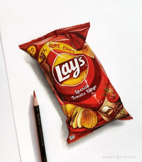 Snack Drawing Art, Realistic Food Painting Acrylic, Realistic Object Drawing Colored Pencils, Colouring With Pencils, Realistic Food Drawings, Realistic Drawings Of Objects, Object Drawing Colour, Realistic Colour Pencil Drawings, Simple Art Drawings Sketches