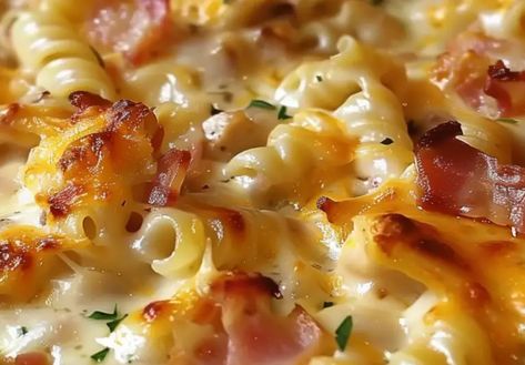 Crazy Good Casserole Crazy Good Casserole, Pan Cooked Chicken, Homemade White Sauce, Bacon Pasta Bake, Bacon Casserole, Pre Cooked Chicken, Best Casseroles, Bacon Pasta, Easy Casserole Recipes