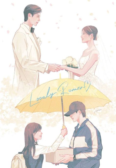 Kdrama Fan Art Wallpaper, Aesthetic Lockscreens, Lovely Runner, Save File, K Wallpaper, Cute Animal Drawings Kawaii, Drama Quotes, Kpop Drawings, Couple Illustration