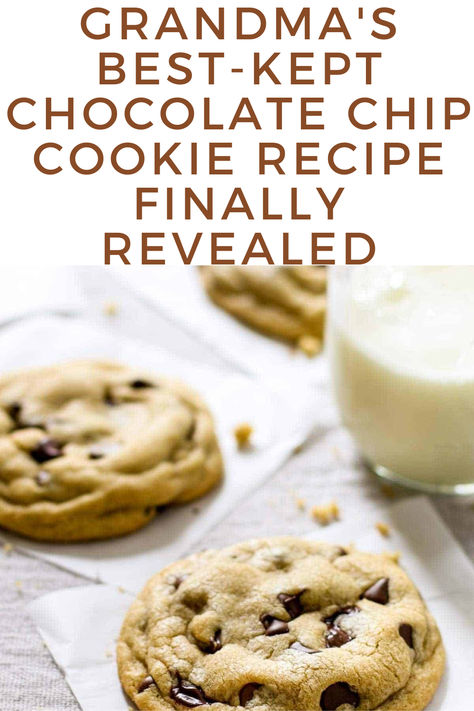 Grandma's Best-Kept Chocolate Chip Cookie Recipe Finally Revealed Grandmas Cookies Recipes, Best Soft Chocolate Chip Cookie Recipe, Grandma Chocolate Chip Cookies, Grandmas Chocolate Chip Cookies, Chocolate Chip Cookies With Cornstarch, Chocolate Chewy Cookies, Secret Chocolate Chip Cookie Recipe, Recipe Chocolate Chip Cookies, Homemade Chocolate Chip Cookies Recipe