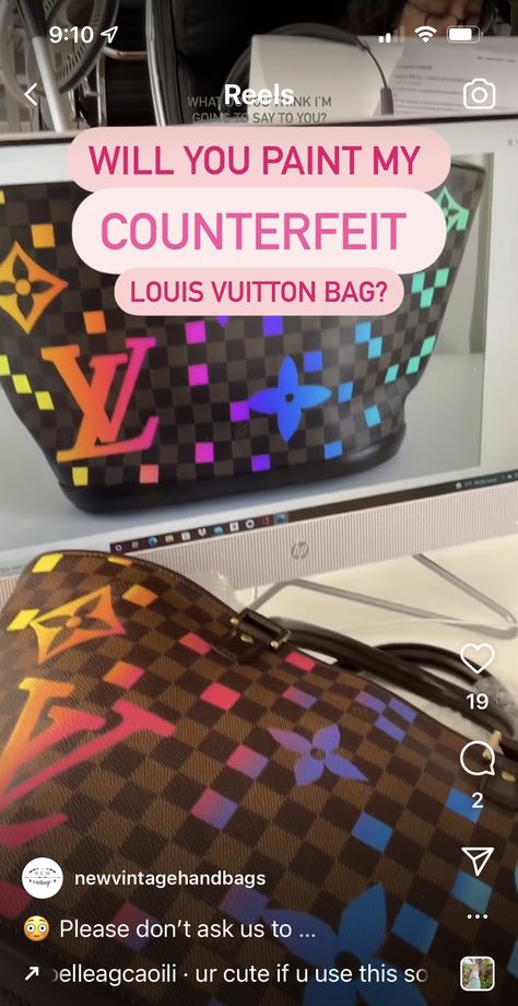 Louis Vuitton Artsy, Painted Bags, Diy Handbag, Louis Vuitton Handbags, Luxury Handbags, 9 And 10, Painting Ideas, Louis Vuitton Bag, Louis Vuitton