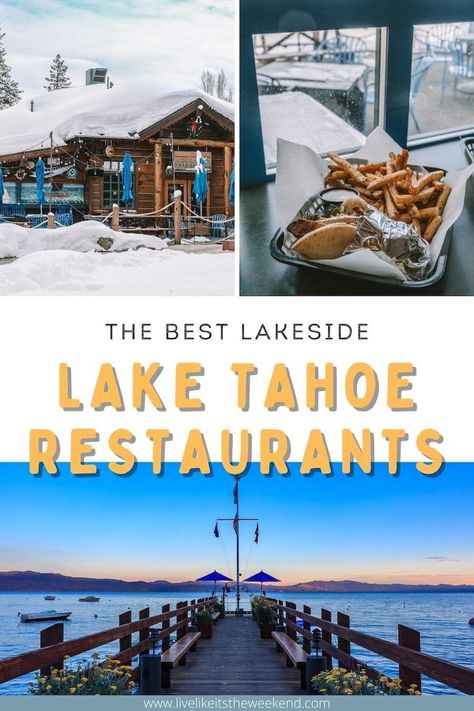 For the ultimate dining experience in Lake Tahoe, don't miss these Lake Tahoe restaurants with a view of the lake! | where to eat in Lake Tahoe | best places to eat in Lake Tahoe | best south lake tahoe restaurants | best north lake tahoe restaurants | best restaurants in south lake tahoe | best restaurants in north lake tahoe | where to eat in south lake tahoe | where to eat lake tahoe | south lake tahoe restaurants with a view Lake Tahoe Family Vacation, Lake Tahoe In May, North Lake Tahoe Winter, South Lake Tahoe Restaurants, Lake Tahoe Restaurants, Lake Tahoe Trip, Lake Tahoe Winter, Tahoe Vacation, Lakeside Restaurant