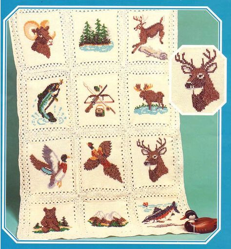 Create a stunning, personalized afghan for the outdoor enthusiast in your life with our unique Wildlife graph-style pattern! This one-of-a-kind design showcases all of their beloved places and creatures, making it a cherished work of art. Created in 1997 with Mary Maxim Parisienne/Mellowspun DK Sportweight yarn which offered 175 yds per skein at the time. Experience the incredible selection of DK yarns available today including Mary Maxim Mellowspun, and bring this afghan to life! Measuring 48 x Crochet Blanket With Birds, Crochet Snowflake Pattern, Mary Maxim, Crochet Amigurumi Free, Baby Afghans, Afghan Pattern, Outdoor Enthusiast, Crochet Diagram, Yarn Projects