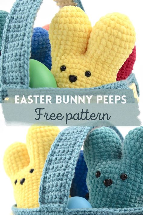 Green and yellow crochet peeps bunnies Peeps Bunny Crochet Pattern, Crochet Bunny Peeps Free Pattern, Free Peep Crochet Pattern, Crochet Easter Peeps Patterns Free, Peeps Pattern Printable Free, Fun Amigurumi Free Pattern, Free Crochet Peeps Pattern, Quick Easter Crochet Patterns Free, Peeps Crochet Pattern Free