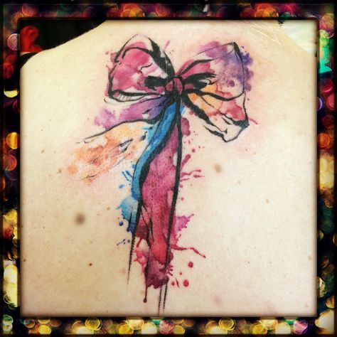 Watercolor Bow Tattoo, Tatts Ideas, Pink Ribbon Tattoos, Arrow Tattoos For Women, Bow Tattoo Designs, Verse Tattoos, Key Tattoos, Watercolor Tattoo Flower, Epic Tattoo