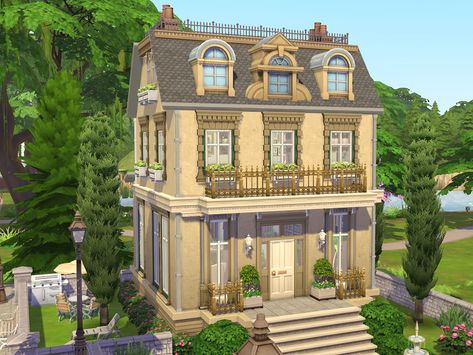 The Sims Resource - Sims 4 // Professor's House // no CC Sims 4 Victorian House, Tiny Eco House, Fall House, Sims 4 Family, Sims Houses, Sims Builds, Sims 4 House Plans, Sims 4 House Building, Sims 4 House Design