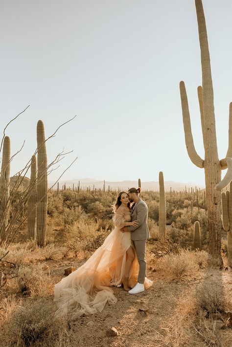 Dessert Elopement, Tucson Elopement, Dessert Sunset, Tucson Sunset, Blush Wedding Gown, Wedding Arizona, Sunset Elopement, Park Sunset, Adventurous Elopement