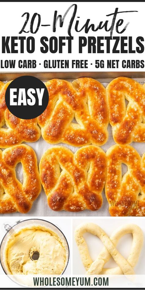 Keto Pretzels Low Carb, Low Carb Gf Df Recipes, Keto Soft Pretzel Recipe, Keto Yeast Bread Recipes, Low Carb Potluck Recipes, Gluten Free Bread Sticks, Gluten Free Soft Pretzel Recipe, Easy Pretzels, Keto Danish