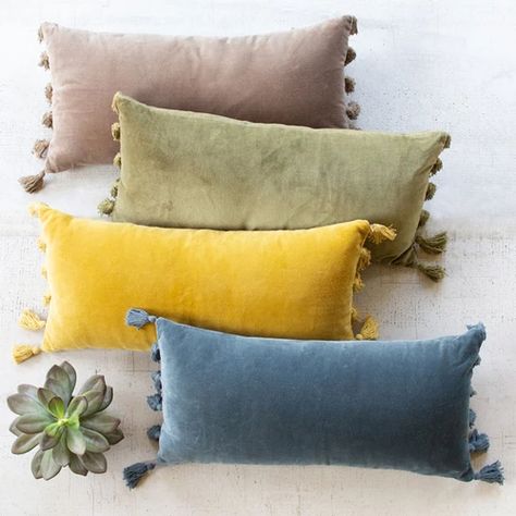 Pillows– Page 2– Jungalow Velvet Lumbar Pillow, Tassel Pillow, Cozy Sofa, Velvet Pillow Covers, Vintage Chairs, Soft Pillows, Velvet Pillows, Steel Blue, Soft Velvet