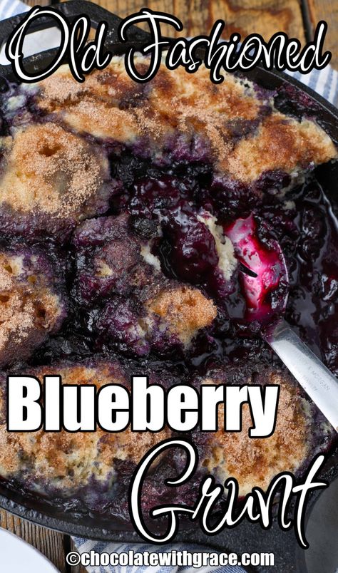 Blueberry Grunt Blueberry Recipes No Bake, Blueberry Grunt Recipe, Blueberry Dumplings, Blueberry Grunt, Blueberry Crunch, Homemade Blueberry Pie, Blackberry Dessert, Sweet Dumplings, Dessert Recipies