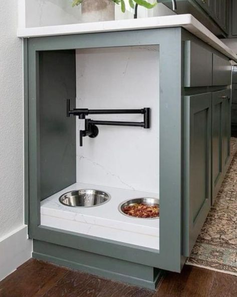 Dream Home Elements... I love that this kitchen incorporates a dog feeding station into one of the base cabinets. The addition of a pot filler to use in filling the water bowl makes it even better. Would you put one of these in your kitchen? @Realtor Sara Payne #realtorsarapayne #ExecutiveTexasRealty #ETR #dreamhomeelements #dogfeeder #kitchencabinets Dog Cabinet, Dog Station, Iron Pergola, Wine Barrel Table, Dog Feeding Station, California Wine Country, Wedding In California, Water Station, Spring Texas