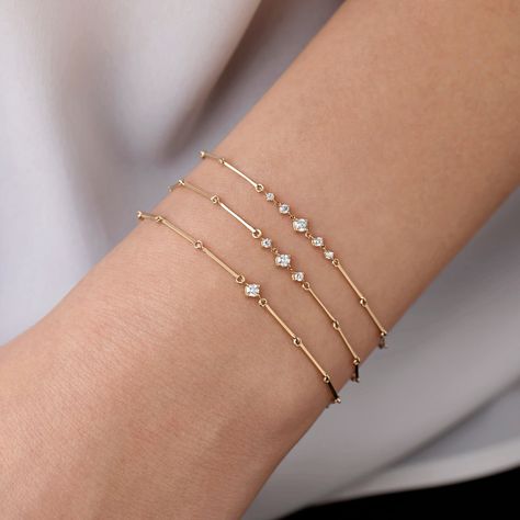 Bracelet Diamond Design, Elegant Diamond Bracelets, Gold Bracelet Designs For Women, Diamond Bracelet For Women, Delicate Gold Bracelet, Bracelet With Diamonds, Solid Gold Bracelet, Bracelet Diamond, Everyday Bracelet