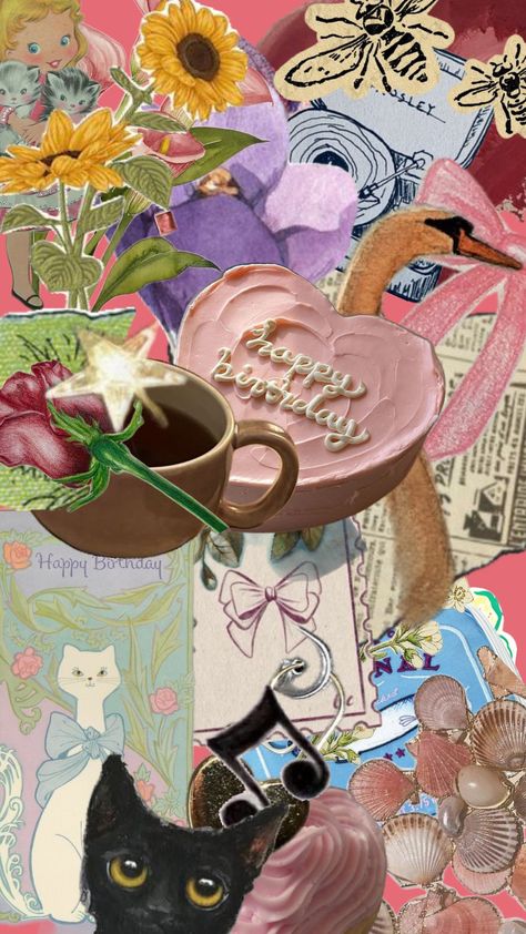 birthday wallpaper! Bday Aesthetic Wallpaper, Aesthetic Birthday Wallpaper, Birthday Wallpaper Aesthetic, Bday Background, Birthday Collage, Birthday Wallpaper, Spotify Playlist Covers, 26th Birthday, Art Parody